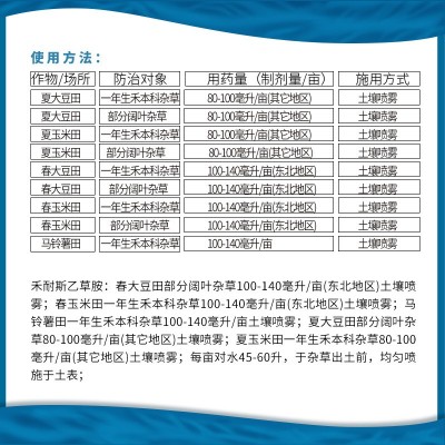 禾耐斯 乙草胺 春大豆田玉米田禾本科杂草部分阔叶杂草除草剂15ml图3