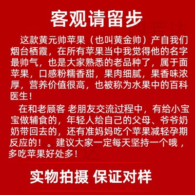 厂家现货黄金帅苹果 5斤粉面软面黄元帅 整箱辅食新鲜黄元帅苹果图2