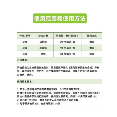 久幺久 30%丙硫菌唑 小麦作物 锈病白粉病赤霉病专用 杀菌剂农药图2