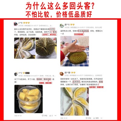 猫山王榴莲整个果带壳正宗马来西亚D197新鲜液氮冷冻山猫巴掌榴连图2